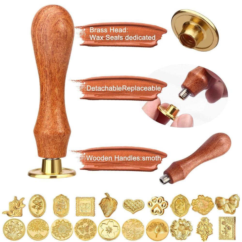 8/10/12Pcs Retro Wax Seal Stamp Head Kit Multishape Enamelled Seal Heads Gift Packing