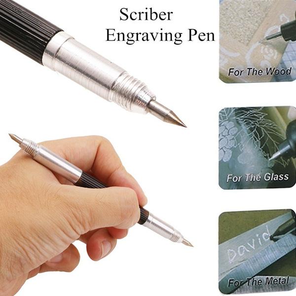 DIY Ceramics Engraving Tool Durable Anti Slip Handle Lettering Alloy Tip Double End Etching Pen Scriber Marking Engraving Tools