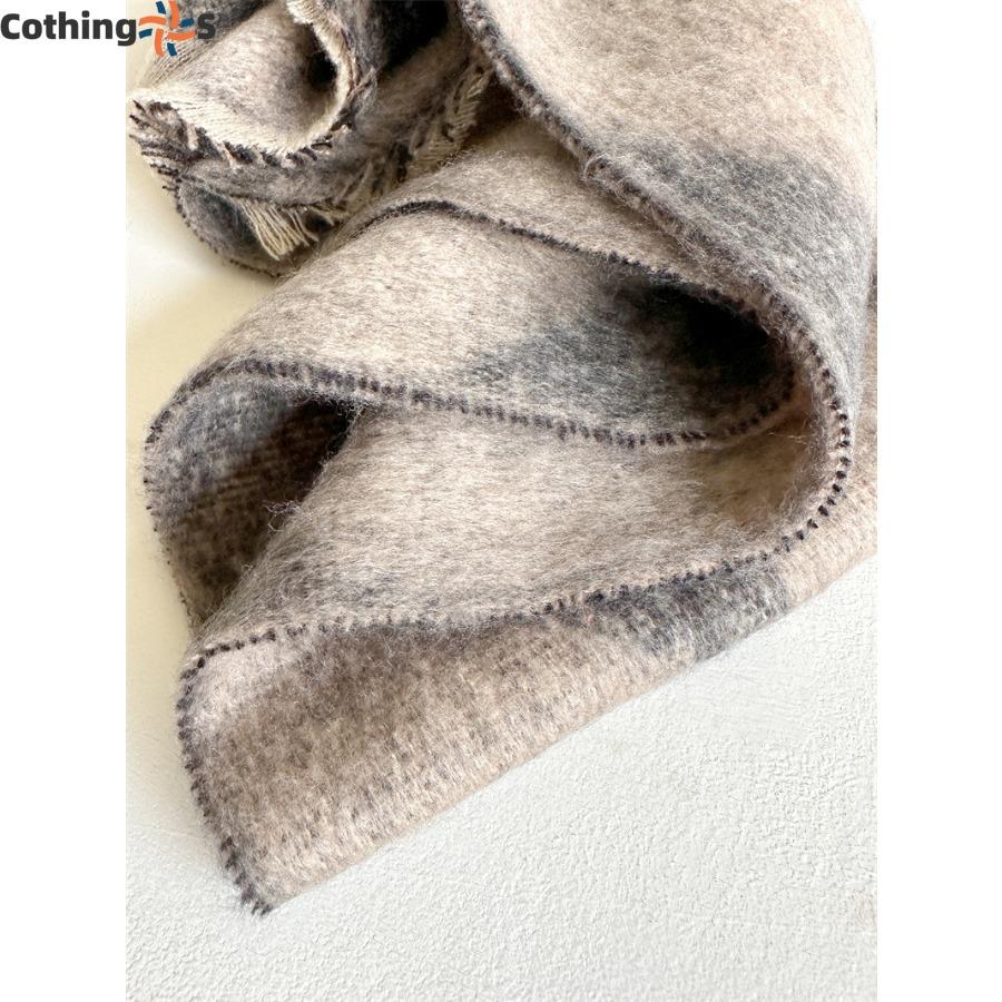 Checkerboard Checkerboard Scarf Faux Cashmere Fall and Winter Padded Fur Side Paragraph Thickened Warm Plush Scarf