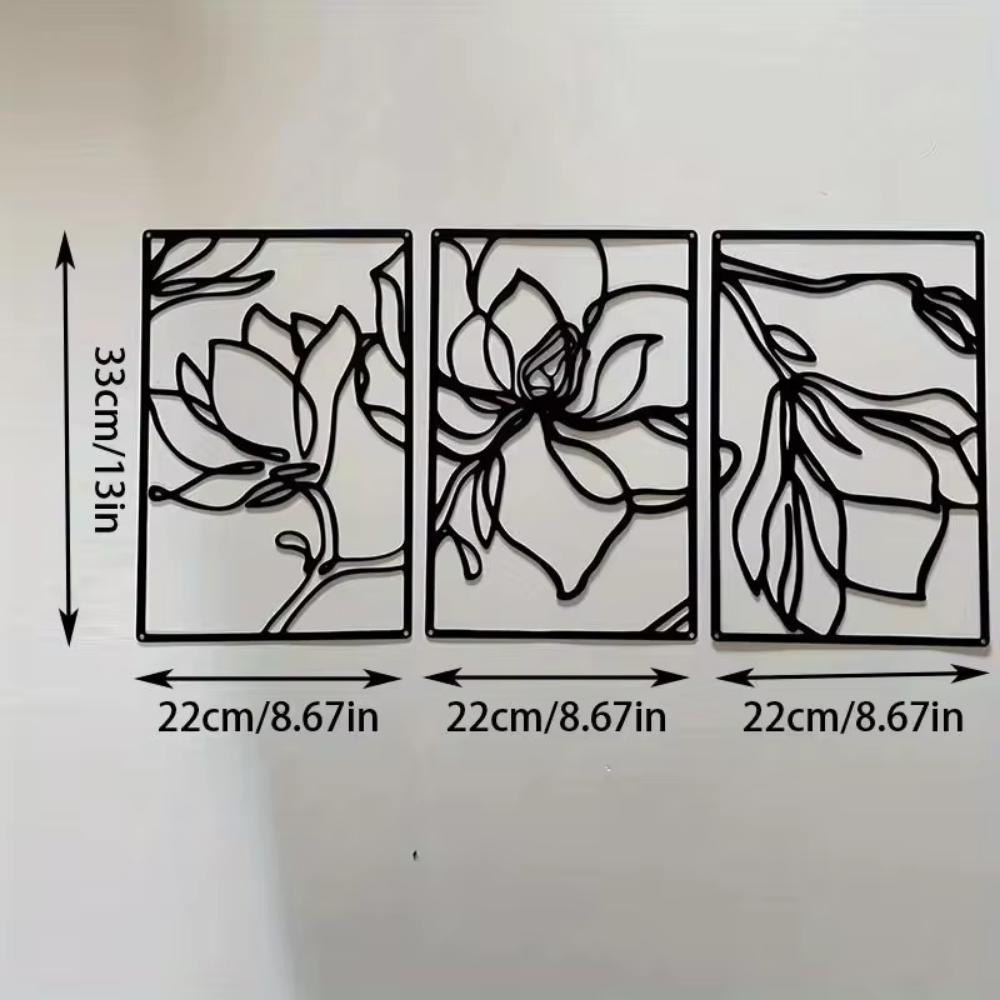 Metal Flowers Wall Decor - Modern Abstract Nature Floral Line Sculpture. Minimalist Hanging Wall Art for Your Home