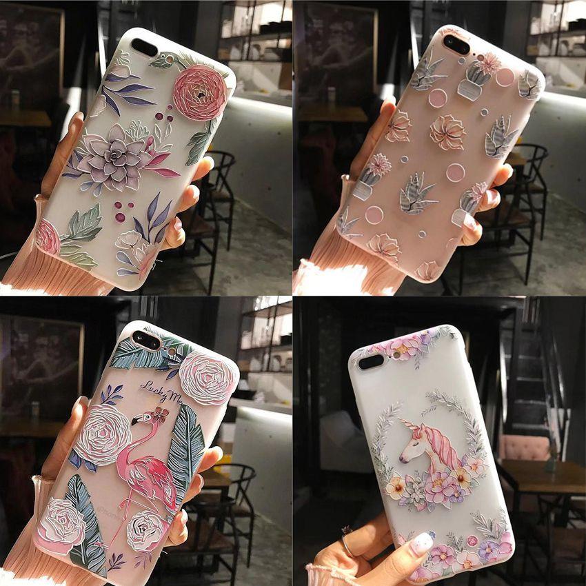 Чехол для iPhone 8 7 Plus X с цветочным узором 3D, милый, мягкий, силиконовый, ТПУ, задняя крышка