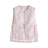 Vintage Style Jacquard Vest Sleeveless Retro Buckle Embroidered Backless Short Waistcoat for Women Casual Streetwear Party Layering Outfit Retro