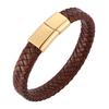 Fashion Braided Bracelet Men Brown Leather Bracelet Stainless Steel Clasp Bangle Vintage Male Jewelry Gift