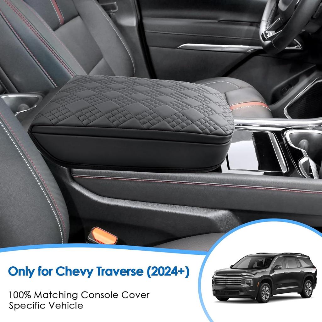 Чехол на центральную консоль 2024 2025 2026 для Chevrolet Traverse (LS/LT/Z71/High Country/RS), Мягкая и удобная кожаная накладка на подлокотник 2026 2025 Chevy