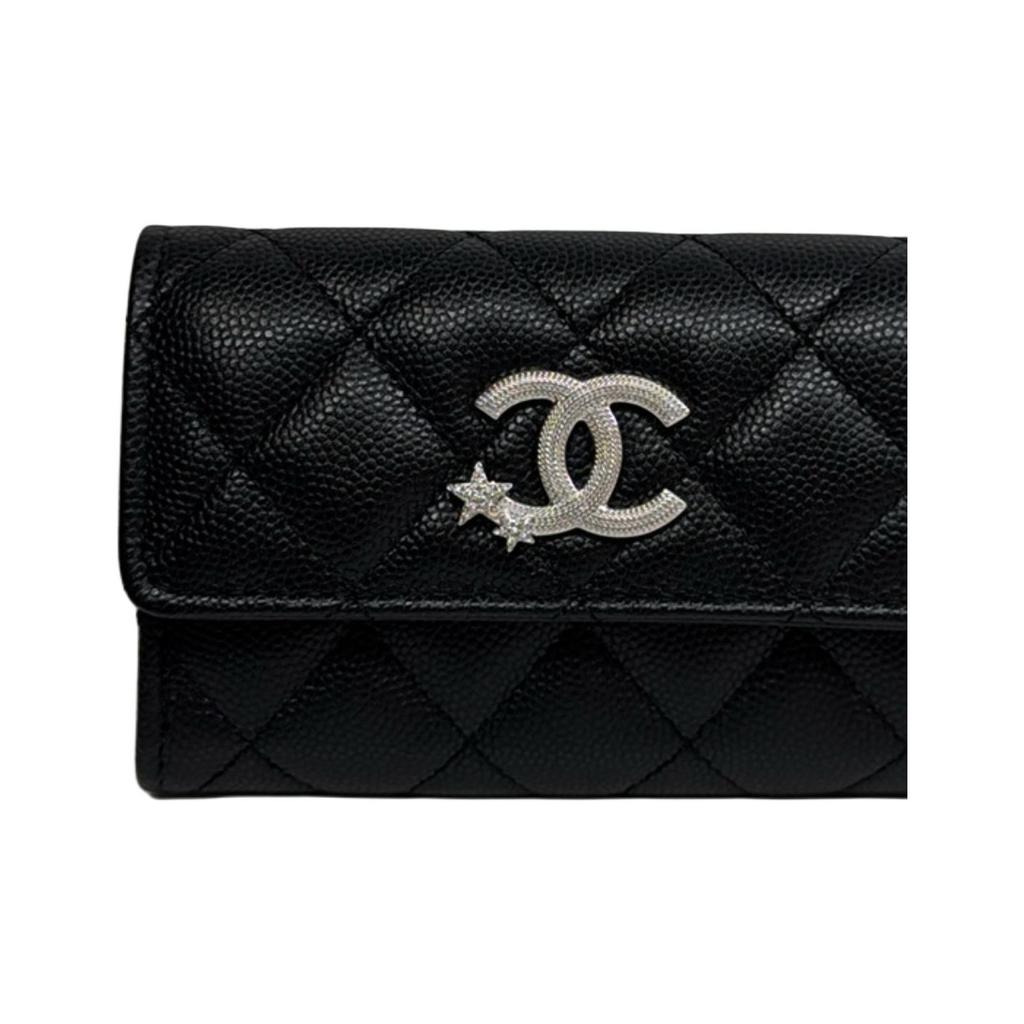 Chanel 25B Стеганый Классический Кожаный Держатель для Карт с Логотипом Женские Аксессуары Черный AP3729-B21489-94305