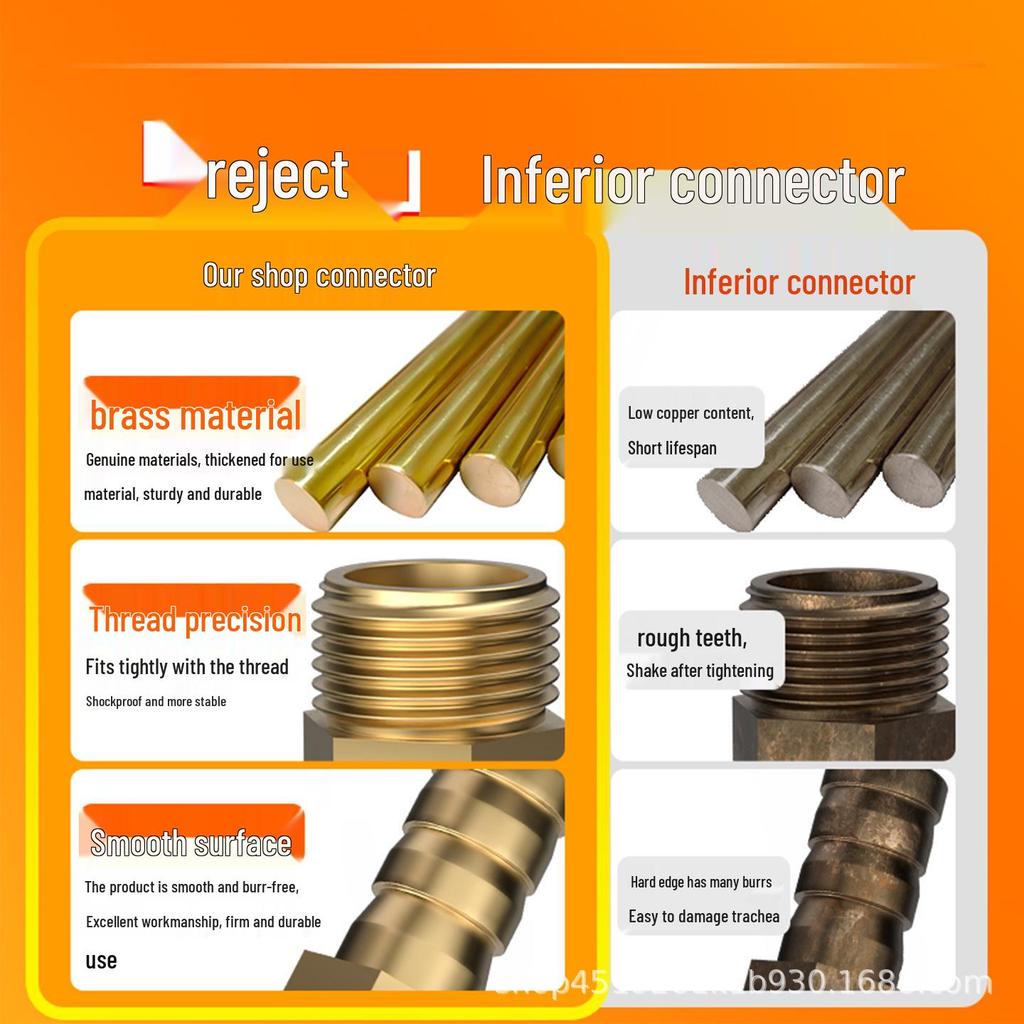 Zhuoji Brass Tower 4-Point Water/Air Pipe Connector, 6-Point Fittings, Inner/Outer Thread, Gas/Soft Hose Nozzle