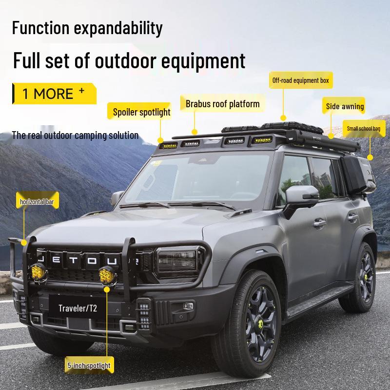 Jetour Traveller Shanhai T2 Off-road Roof Rack with Folding Ladder and Spotlights