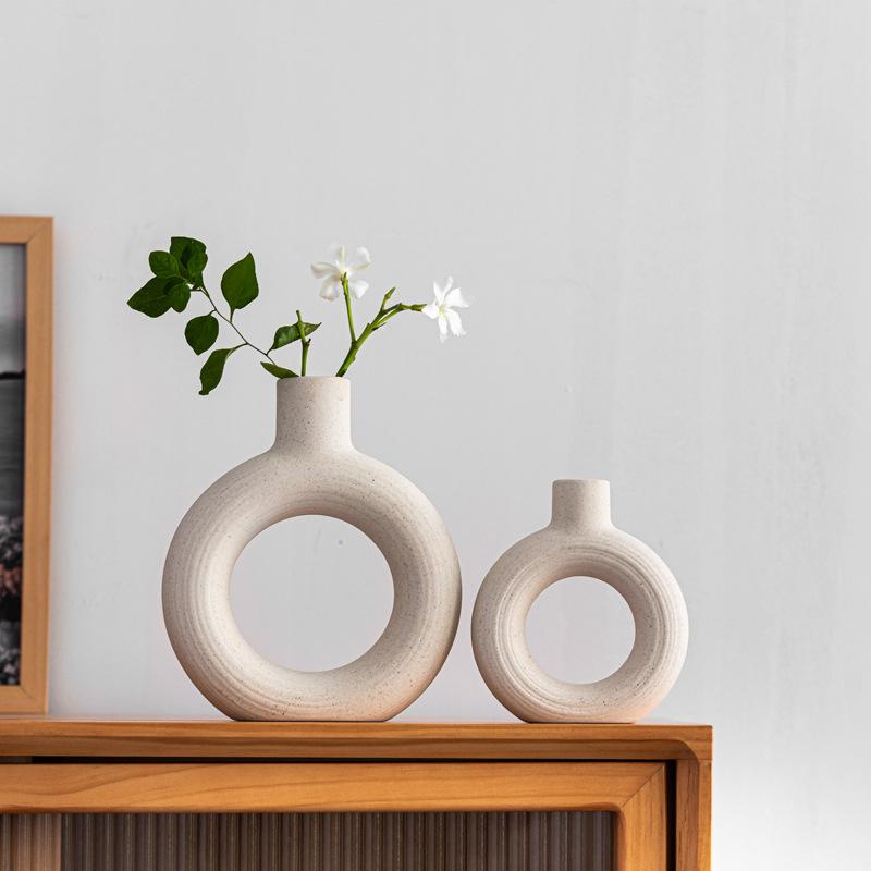 Керамическая ваза для дома, элегантная и простая композиция из цветов, керамическое украшение в скандинавском стиле