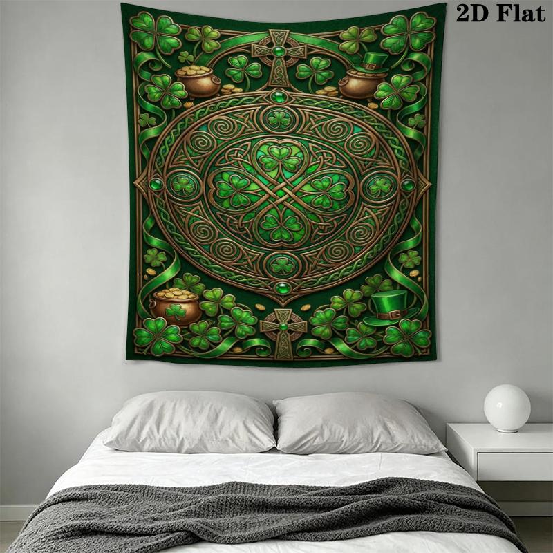 St.Patrick's Day Wall Tapestry Aesthetic Wall Hanging Printed Fabric Blanket Decorative Tapestries for Bedroom Living Room Home Decor
