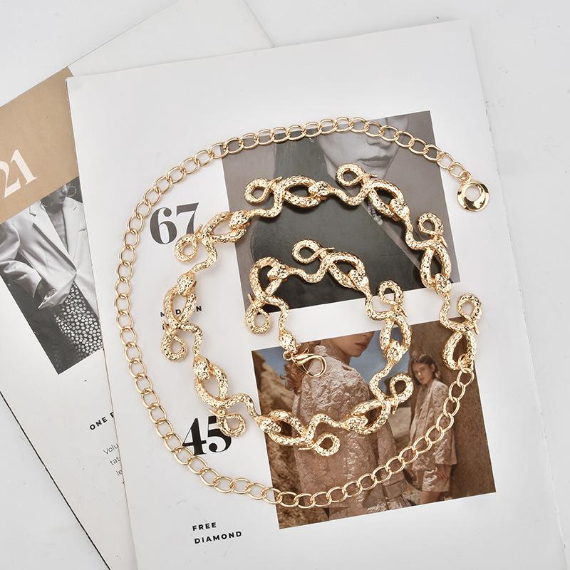 European and American Zodiac Snake Accessories Waist Chain Women Versatile Skirt Suit Ins Trendy Metal Waist Chain Women