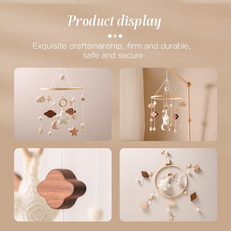 Детская игрушка-погремушка 0-12 месяцев, деревянный мобиль на кровати, музыкальная шкатулка для новорожденных, подвесной колокольчик для кровати, держатель для игрушек, кронштейн для детской кроватки для мальчиков