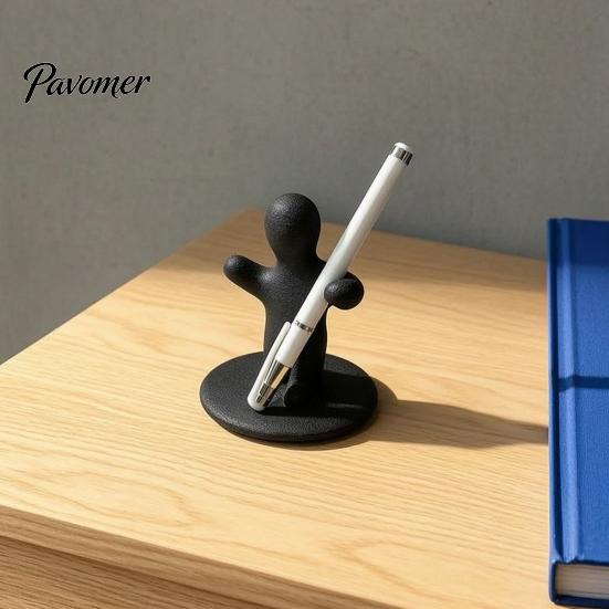 Creative Stationery Holder 3D Printed Funny Figure Pen Holder, Black White Humanoid Desk Office Accessories Organizer for Pencils Pens, Unique