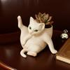 5/8-Inch Grooming Cat Planter Pot Playing Ball Cat Succulents Herb Plants Mini Flower Pot Container Home Balcony Garden Decoration