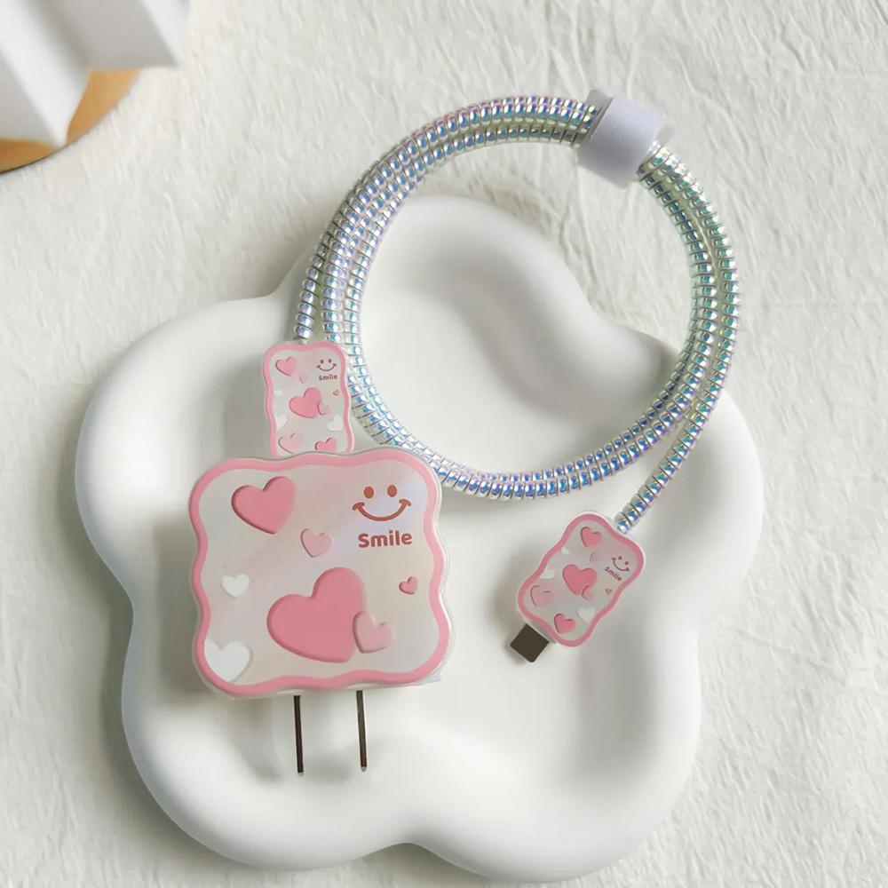Applicable To Apple Data Cable Protective Cover Charger 18-20W Anti-breakage Winder Cute Flower Animal Advanced INS Style