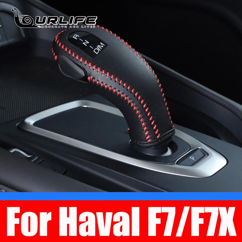 For Haval F7 F7X - 2023 Leathe Gear Head Cover Gear Shift Handbrake Lever Knob Cover Car Interior Decoration