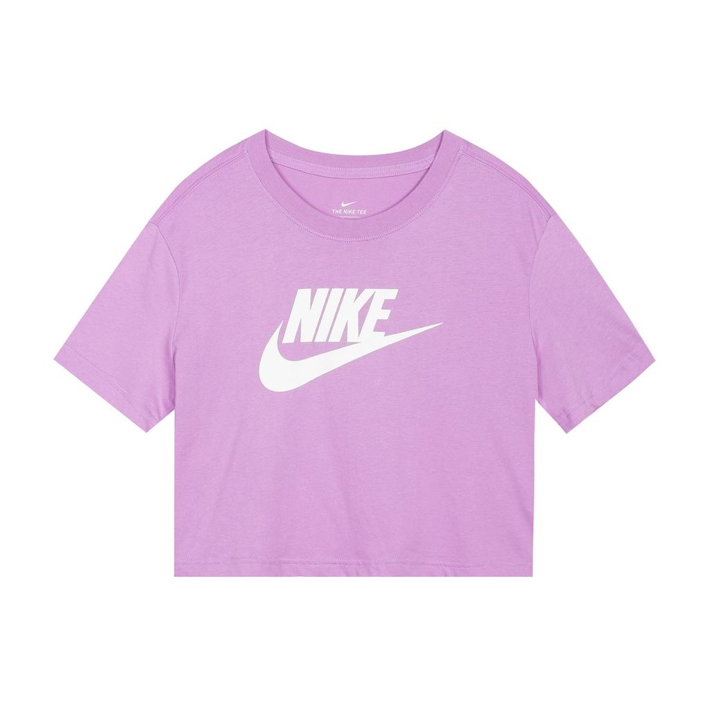 Nike Спортивная одежда Базовые укороченные топы Женские Фиолетовый Круглый вырез Средний BV6176-591