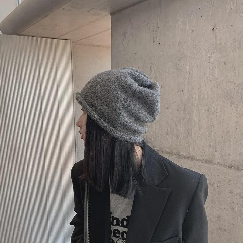 Japanese-Korean Style Warm Knitted Wool Hat for Autumn and Winter - Trendy, All-Match, Fits Large Head Circumference