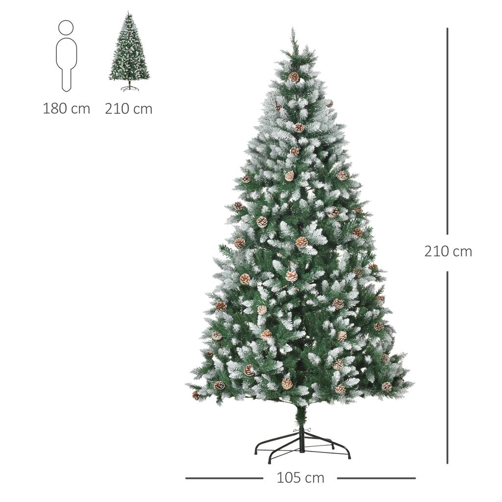 Artificial Christmas Tree 210 cm Green with 1440 PVC Tips and 75 Pine Cones