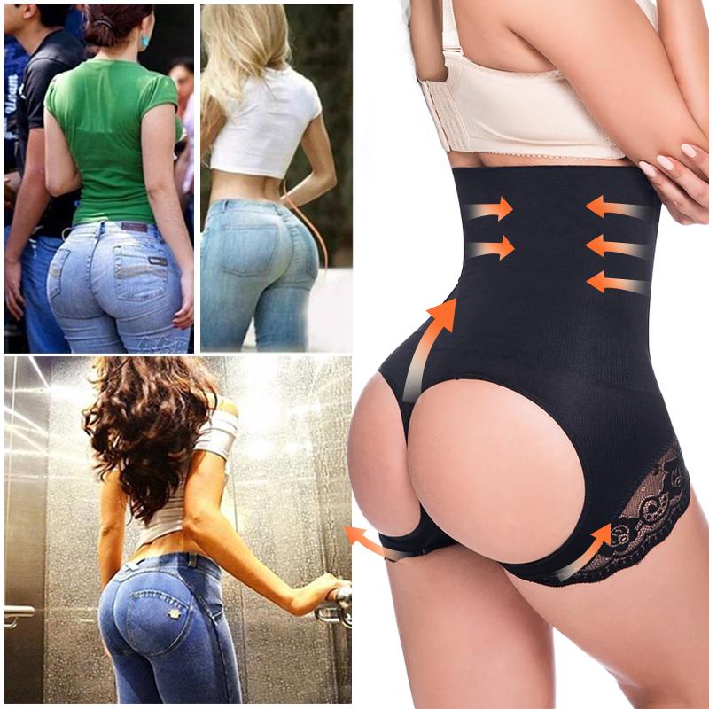 Women Thong Panty Shaper Lace Boxer Briefs High Waist Trainer Slimming Underwear Tummy Control Shapewear Shaping Shorts Sexy G-string Underpants