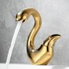 Gold Creative Swan Basin Faucet, Solid Brass Bathroom Vanity Sink Faucet, Hot and Cold Water Faucet, Gunmetal Gray