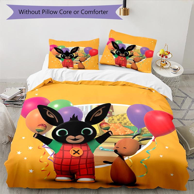 3pcs Bing pattern bedding set duvet cover set includes duvet cover &pillowcases, perfect all season bedroom decoration & gift