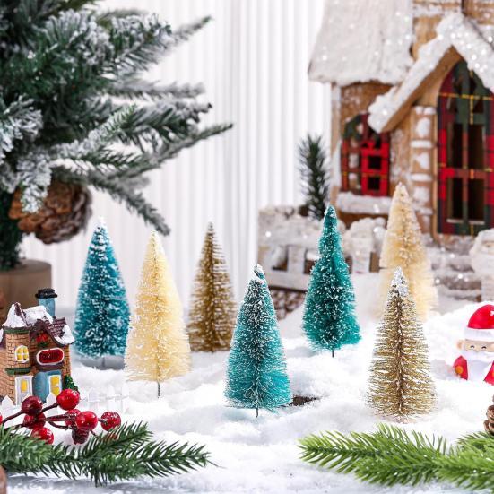 24/45 Pcs Mini Christmas Tree Artificial Mini Pine Trees with Wooden Base Reusable