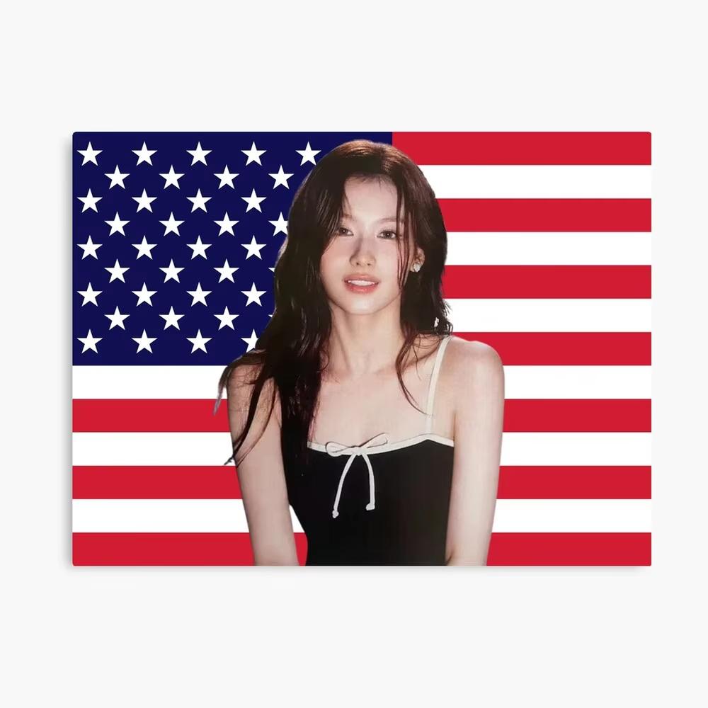 Kpop Sana Themed Funny American Flag Hanging Banner Tapestry for Bedroom Wall Decor