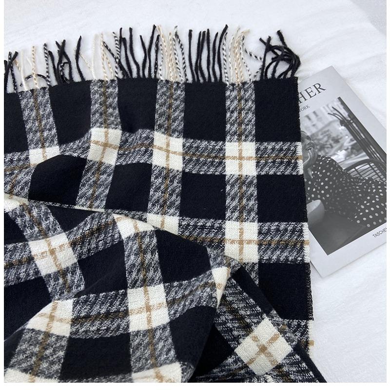Women's Plaid Scarf - Windproof Warm Winter Scarf with Fringe Tassels Multi-Color Options for Casual & Formal Outfits