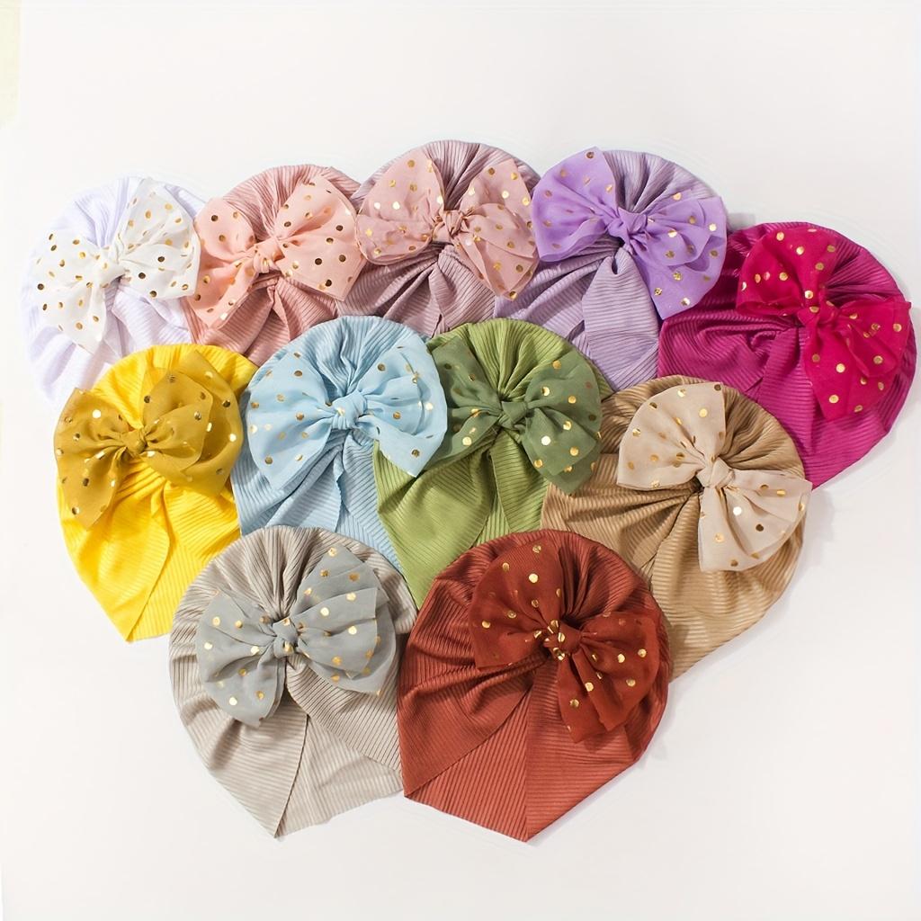 high qualitySet of 11 Baby Girl Caps with Disc Flower Newborn Toddler Caps Hats Baby Kids Knot Turban Headband Cap