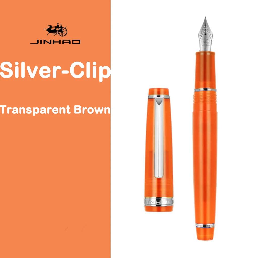 JINHAO 82 Перьевая ручка Золотая отделка Акриловый корпус Серебряный зажим для письма Каллиграфии Подписи Школьные Офисные принадлежности Канцелярские товары