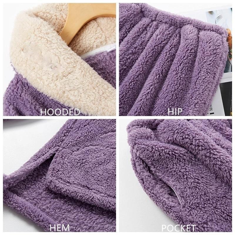 Флисовый пижамный комплект, женский однотонный зимний махровый женский пижамный костюм с длинными рукавами, комплект из 2 предметов с длинными штанами, плотная теплая домашняя одежда, женская