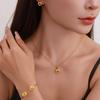 Luxury Twisted Rose Flower Jewelry Set Necklace Bracelet Earrings 3 Piece Minimalist Elegant Fashion Accessories For Women