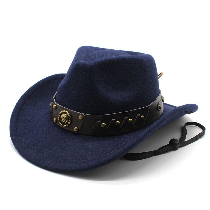 Ethnic Woolen Hats European and American Men and Women's Woolen Western Cowboy Hats