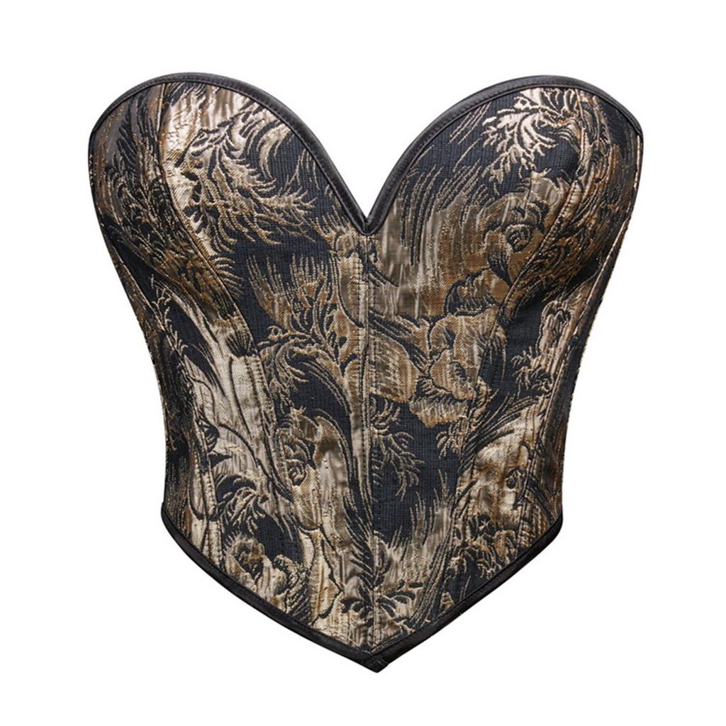 Женский strapless топ-бюстье Жаккардовый корсет Формирующее белье с косточками для вечерних вечеринок, клубной одежды