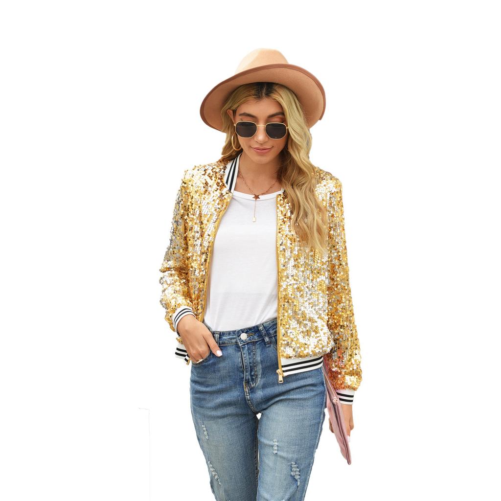 Autumn and Winter Sequins Long Sleeve Women's Jacket