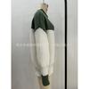 Women S Casual Loose Knit Sweater Long Sleeve Crew Neck Color Block