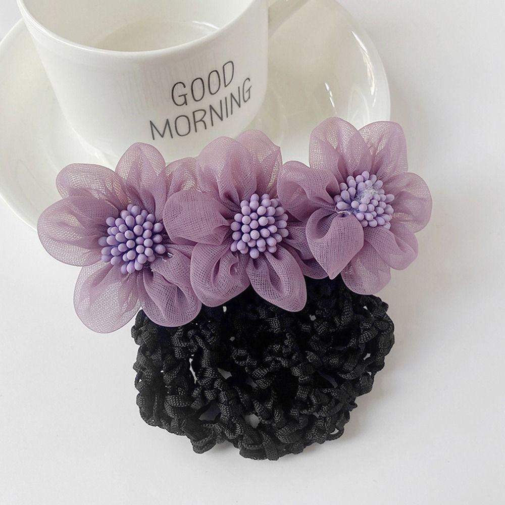 Бантик для волос, чехол для пучка, женские пружинные зажимы, кружевная сетка для волос с цветком, корейский пучок, снуд, заколки для волос, чехол для сетки