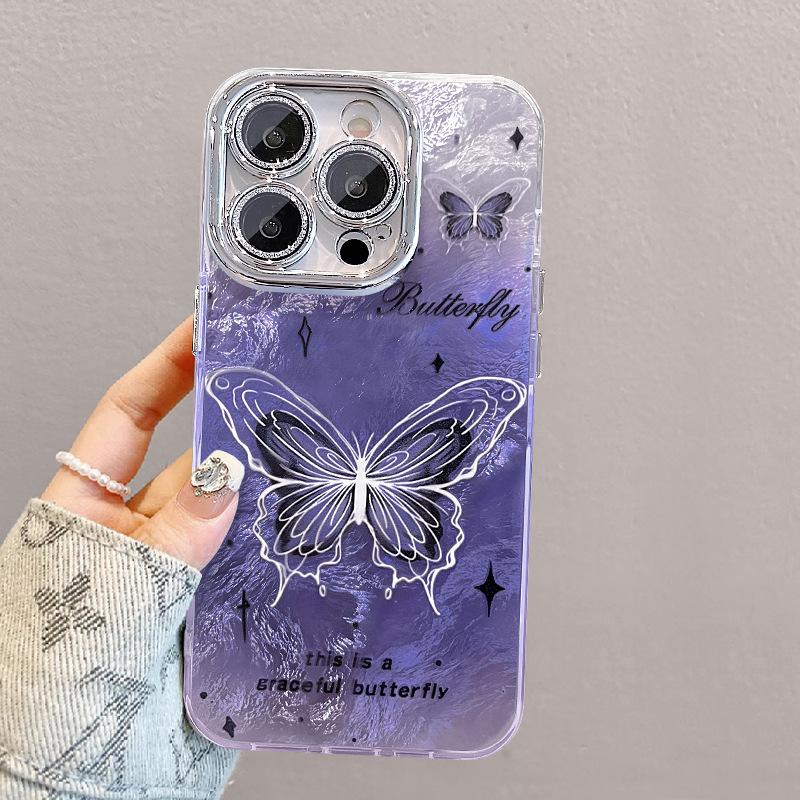 Super Fairy Butterfly Подходит для чехла для телефона Apple 16pro 15, Защитная пленка для объектива с полным покрытием 14, Ледниковый узор 13, Весна/лето 12/11, Женский