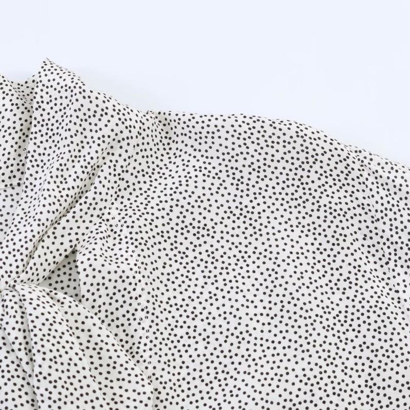 2026 Womens Polka Dot Bow Shirt Long Sleeve Loose Fit Casual Top