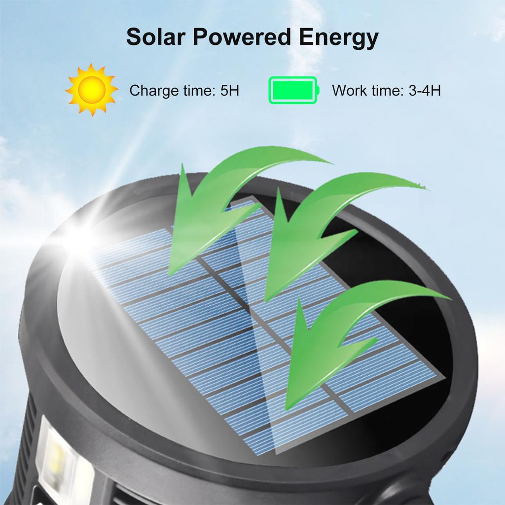 Multifunctional Solar Powered Rechargeable LEDs Searching Light Outdoor Camping Lamp Main Light &