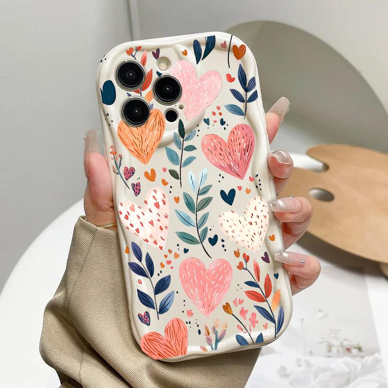 Чехол из силикона с рисунком разноцветных листьев и сердечком для Xiaomi Redmi Note 15 14 13 12 Pro Plus 5G 4G Redmi 15C 15 14C 13C 12C A5
