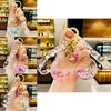 Adorable Sakura Liquid Keychain Stylish Acrylic Bag Ornament Gift Perfect