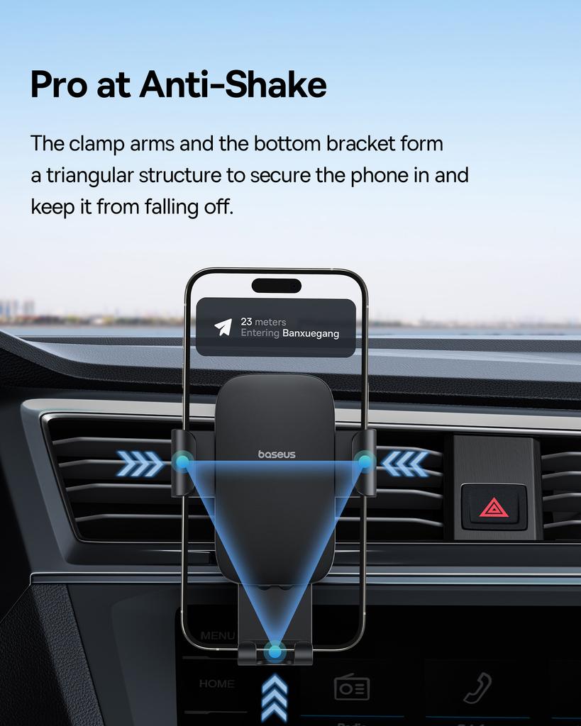 Metal Age 3 Gravity Car Phone Holder For Air Vent Black