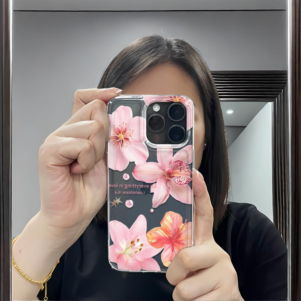 Pink Big Flower Phone Case For IPhone 16 15 Case IPhone 11 13 12 14 Pro Max XR X Xs Max 7 8 Plus Cover Case Funda Coque Bumber