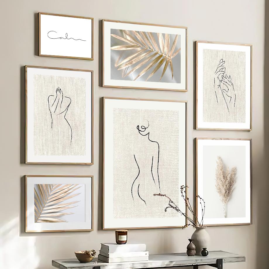 Цветок Песчаный Холм Пляж Абстрактные Линии Девушка Скандинавские Плакаты И Принты Холст Картина Настенные Картины Для Украшения Гостиной