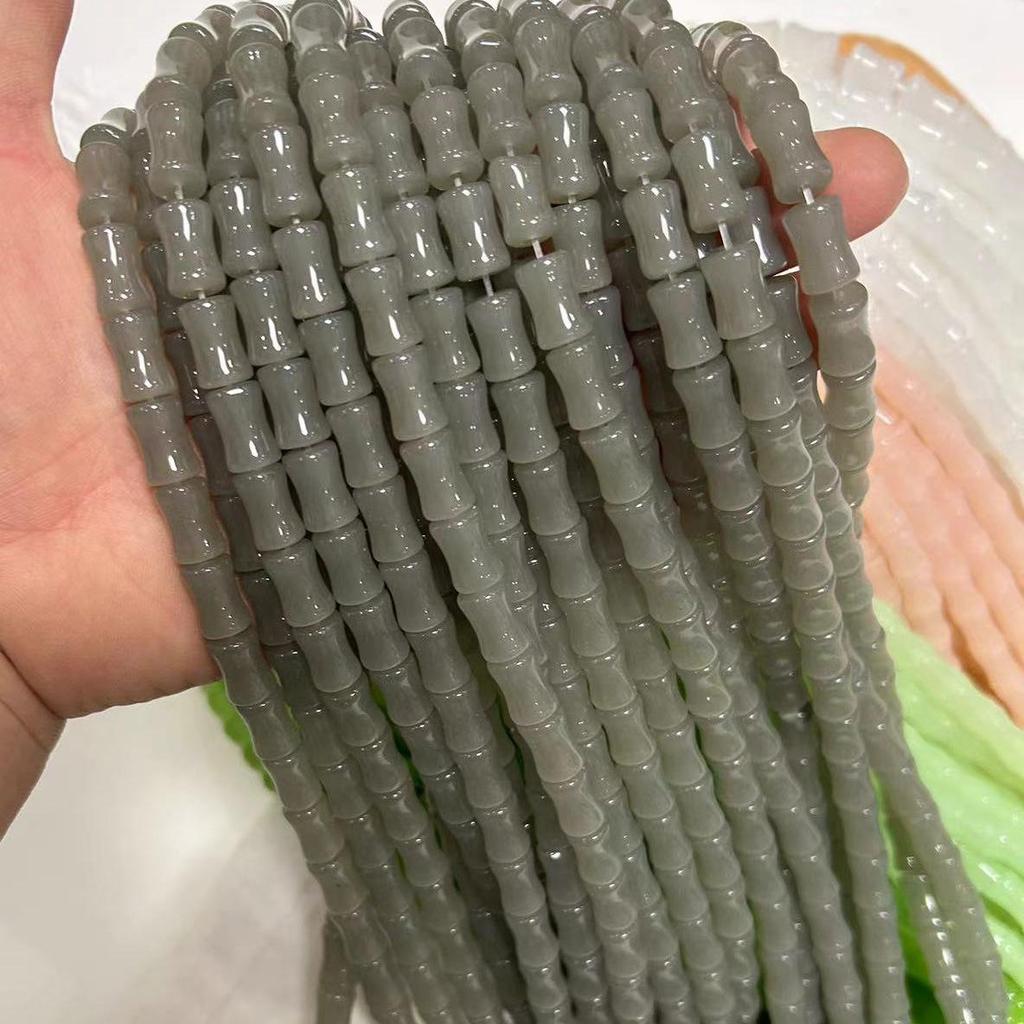 Сделай сам Разноцветные 8x12 мм Бусины в форме бамбукового сустава: Натуральный белый, зеленый, розовый, серый авантюрин для имитации нефритовых браслетов и ожерелий