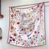 French Style 90CM Square Twill Scarf Shawl Hijabs Luxury Plant Floral Printed Bandana Foulard Neckerchief For Ladies