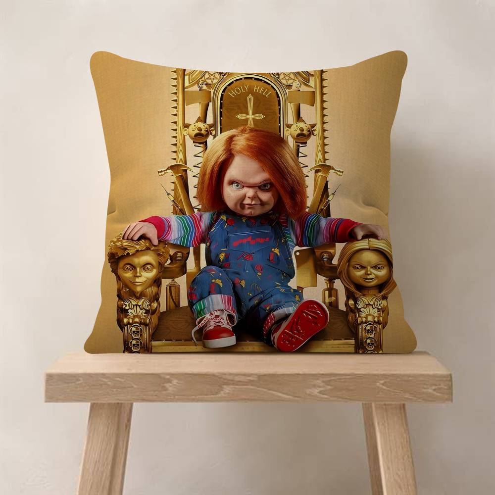 Horror Movie Chucky Childs Play Pillow Covers Cartoon Sofa Decorative Home Doublesided Printing Short Plush Cute Cushion