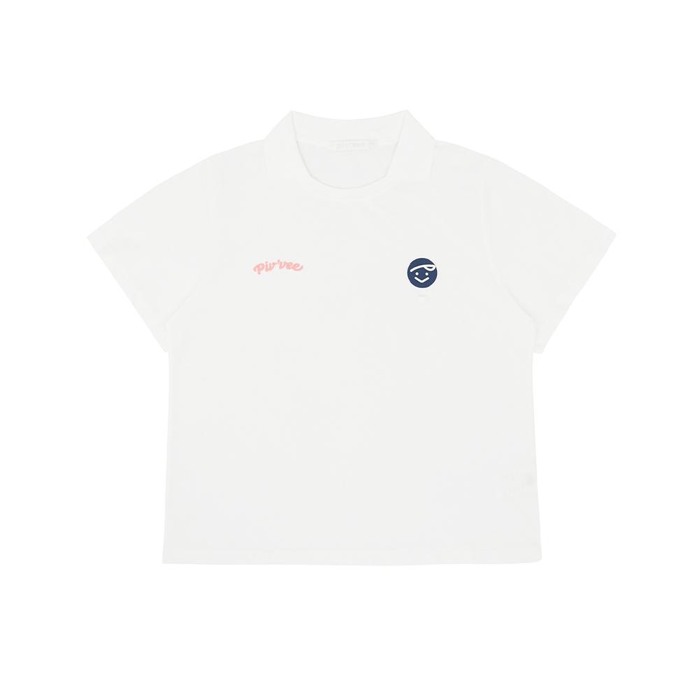 PIV’VEE Pivvee Tee Holder Collar T-Shirt (Cloud White / Pink)