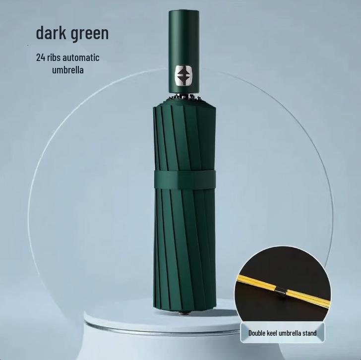 Большой автоматический ветрозащитный зонт: Двойное использование для солнца и дождя, солнцезащитный козырек с черным клеем